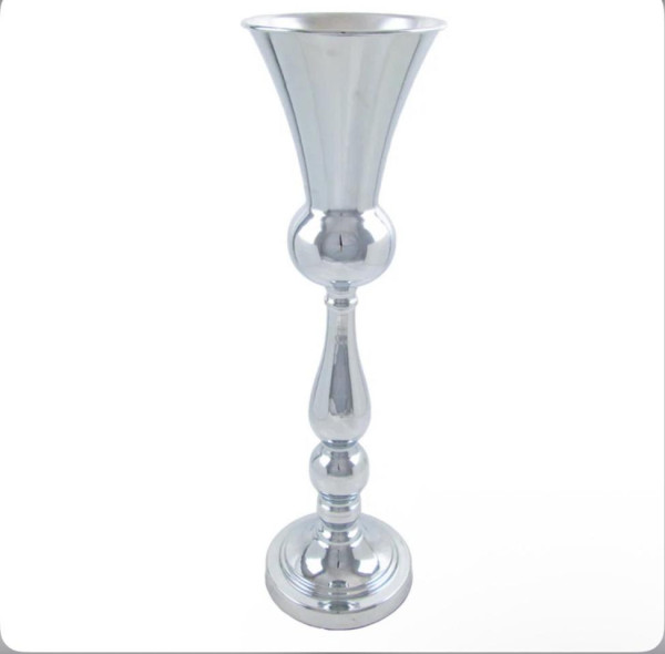 30" Blooming Trumpet Centerpiece Vase Silver